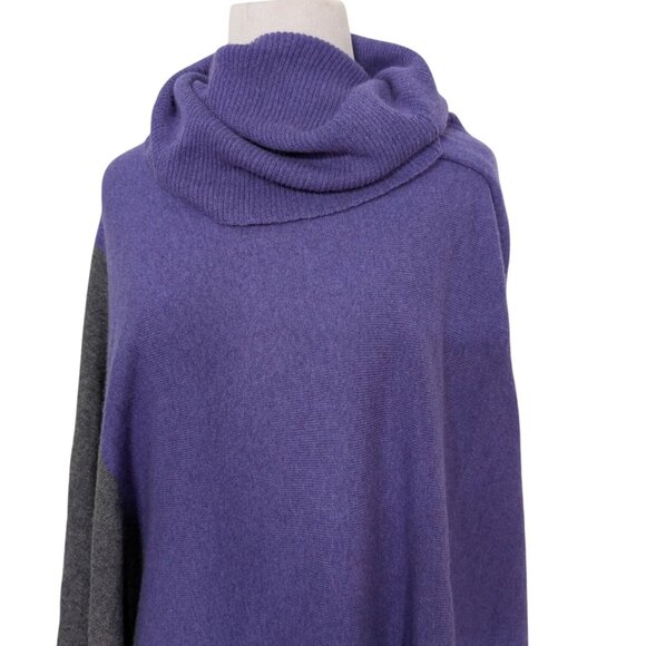McCulleys 100% Cashmere Cape Womens One Size Purple Gray Knit Asymmetrical - Picture 2 of 10